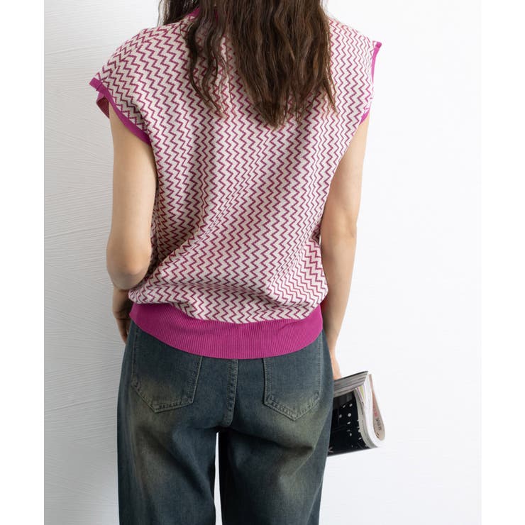 ノースリーブニットトップス きれいめ 柄ニットTシャツ | SUNSHINE CLOSET | 詳細画像14 