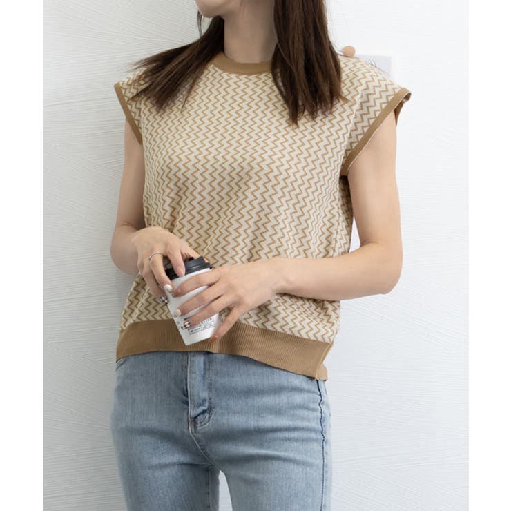 ノースリーブニットトップス きれいめ 柄ニットTシャツ | SUNSHINE CLOSET | 詳細画像15 