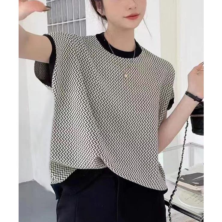 ノースリーブニットトップス きれいめ 柄ニットTシャツ | SUNSHINE CLOSET | 詳細画像5 