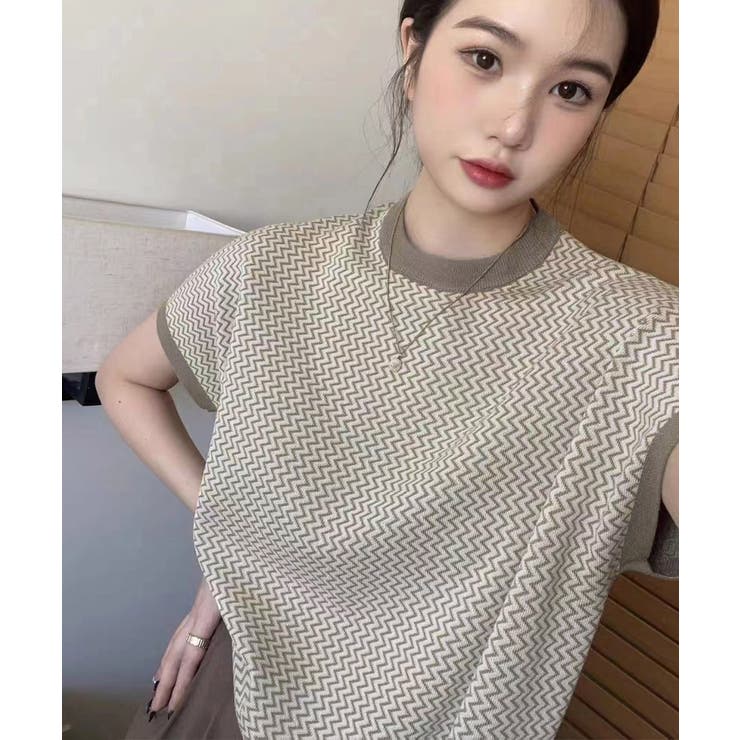 ノースリーブニットトップス きれいめ 柄ニットTシャツ | SUNSHINE CLOSET | 詳細画像8 