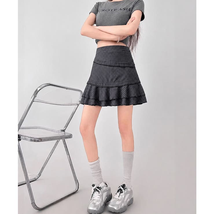ハイウエストフリルスカート 大人可愛いフレアスカートインナーパンツ付き Y2K着… | SUNSHINE CLOSET | 詳細画像12 