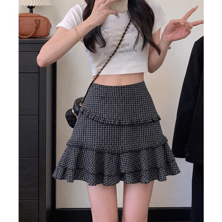 ハイウエストフリルスカート 大人可愛いフレアスカートインナーパンツ付き Y2K着… | SUNSHINE CLOSET | 詳細画像2 