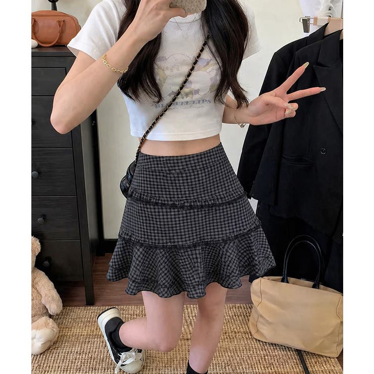 ハイウエストフリルスカート 大人可愛いフレアスカートインナーパンツ付き Y2K着… | SUNSHINE CLOSET | 詳細画像5 