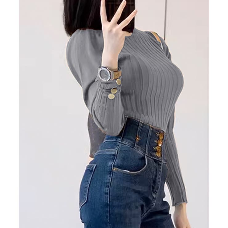 ボトルネックニットトップス 袖口金ボタン | SUNSHINE CLOSET | 詳細画像10 
