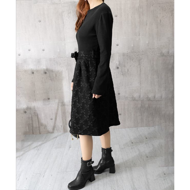 リボン柄フレアワンピース ウエストマーク | SUNSHINE CLOSET | 詳細画像10 