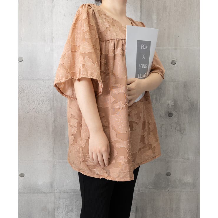 ジャガードブラウス 透け感フレアスリーブ 夏トップス半袖 | SUNSHINE CLOSET | 詳細画像17 