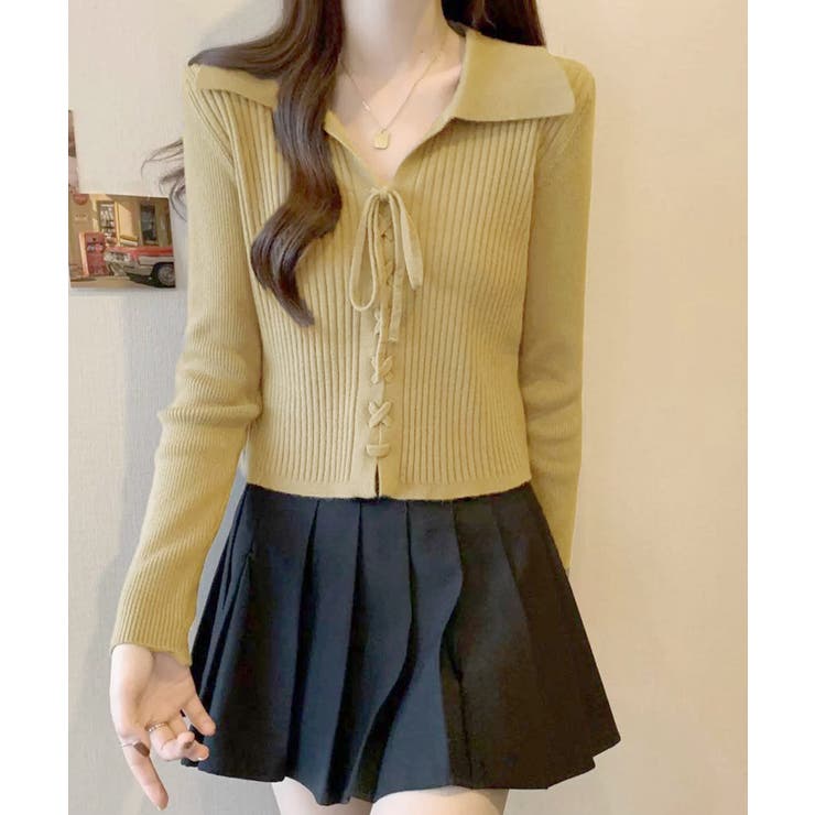 レースアップ リブニットトップス 韓国風 | SUNSHINE CLOSET | 詳細画像11 