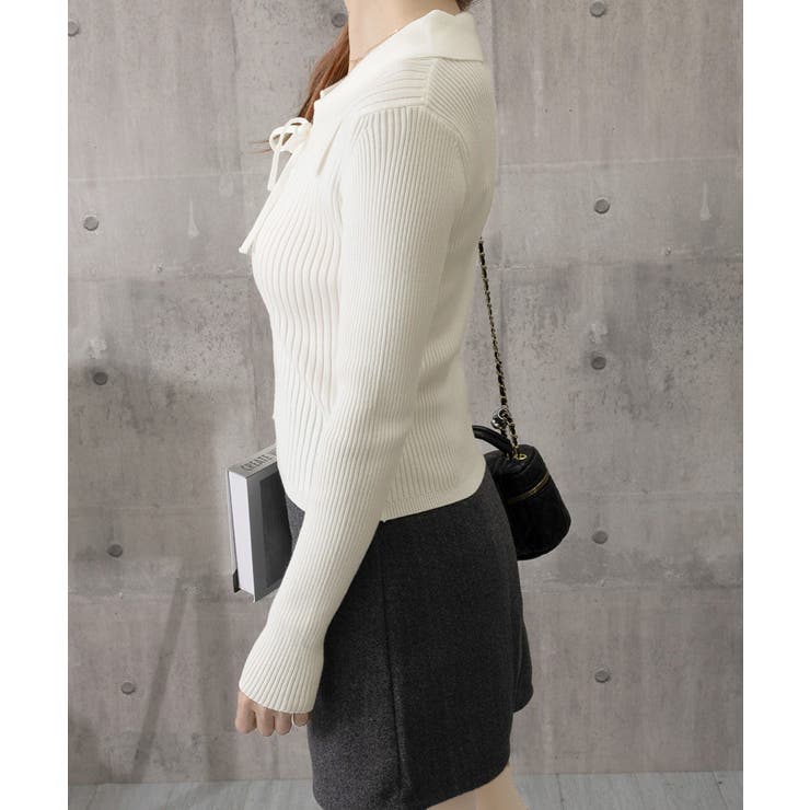 レースアップ リブニットトップス 韓国風 | SUNSHINE CLOSET | 詳細画像15 