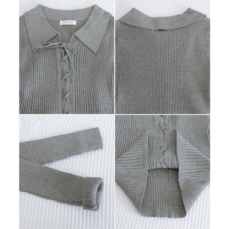 レースアップ リブニットトップス 韓国風 | SUNSHINE CLOSET | 詳細画像19 