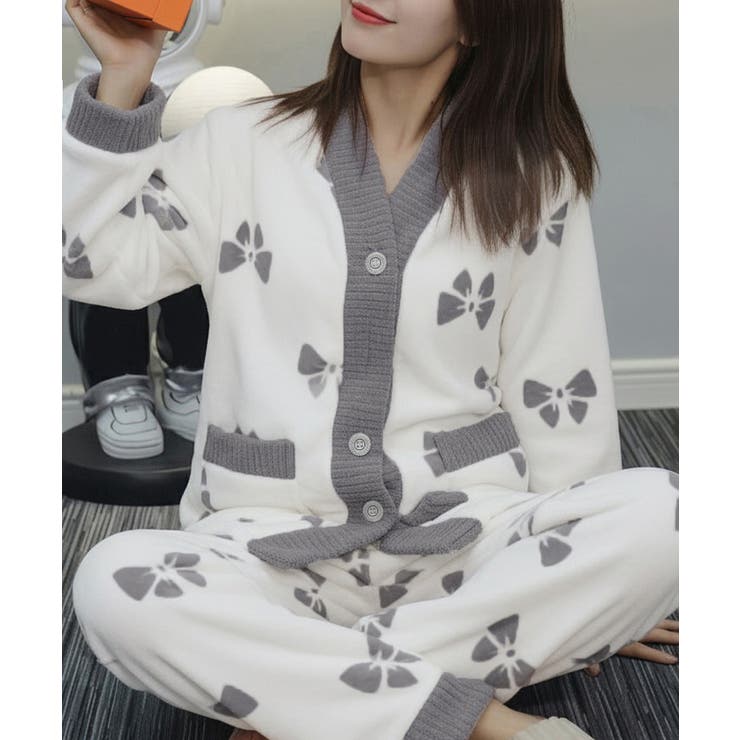 リボン柄 フリースルームウエア上下セット | SUNSHINE CLOSET | 詳細画像1 