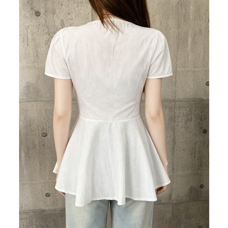 襟ドロストシャツ半袖レディース Vネックパフスリーブブラウス 大人きれいめ韓国風… | SUNSHINE CLOSET | 詳細画像22 