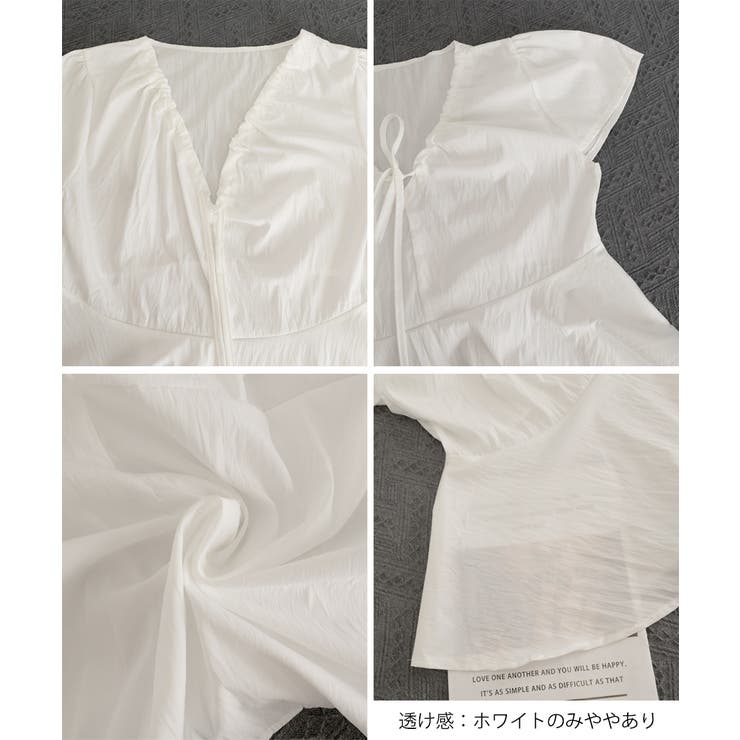 襟ドロストシャツ半袖レディース Vネックパフスリーブブラウス 大人きれいめ韓国風… | SUNSHINE CLOSET | 詳細画像25 