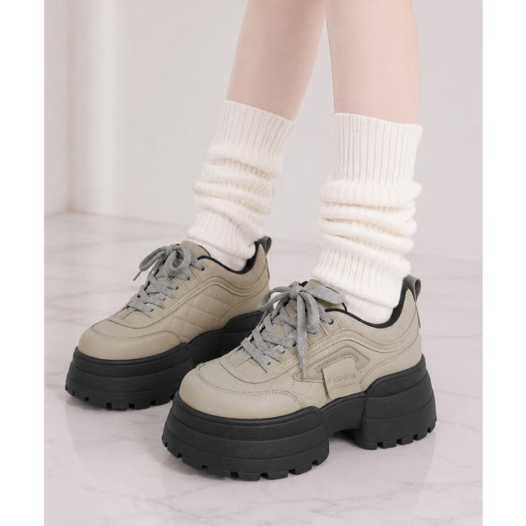 レースアップスニーカー ローカットスポーティー厚底靴疲れにくい 韓国風ダッドシュ… | SUNSHINE CLOSET | 詳細画像7 