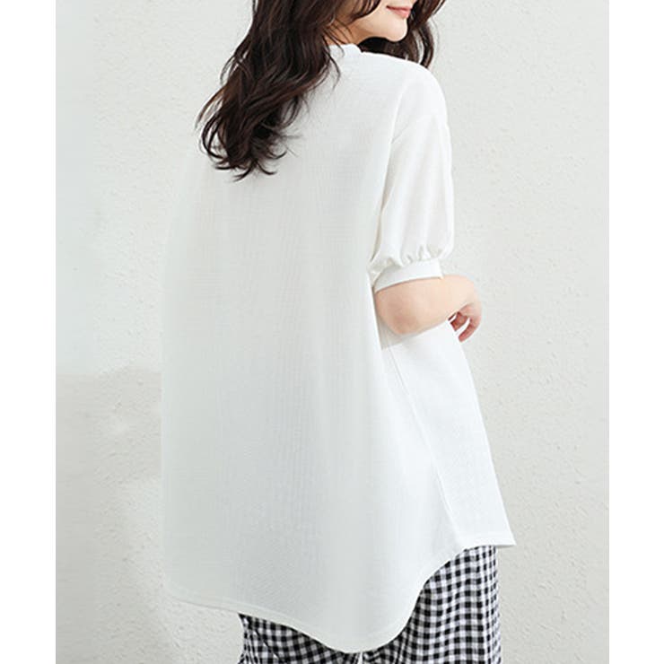 大人可愛いワッフルプルオーバー パフスリーブ体型カバートップス カジュアル | SUNSHINE CLOSET | 詳細画像10 