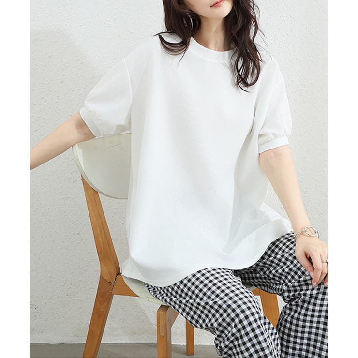 大人可愛いワッフルプルオーバー パフスリーブ体型カバートップス カジュアル | SUNSHINE CLOSET | 詳細画像11 