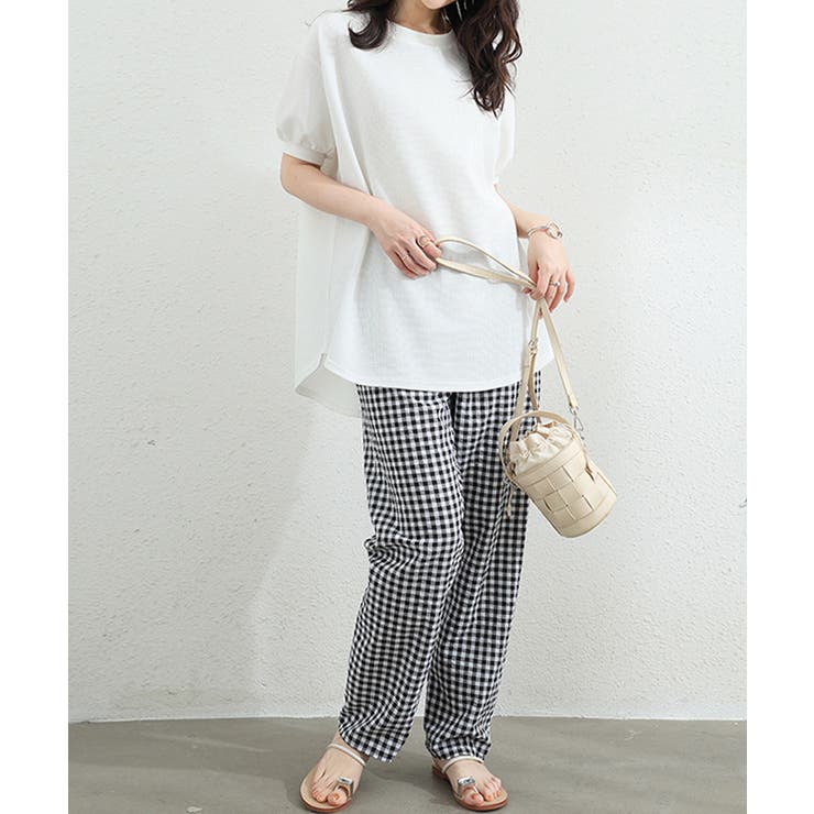 大人可愛いワッフルプルオーバー パフスリーブ体型カバートップス カジュアル | SUNSHINE CLOSET | 詳細画像13 