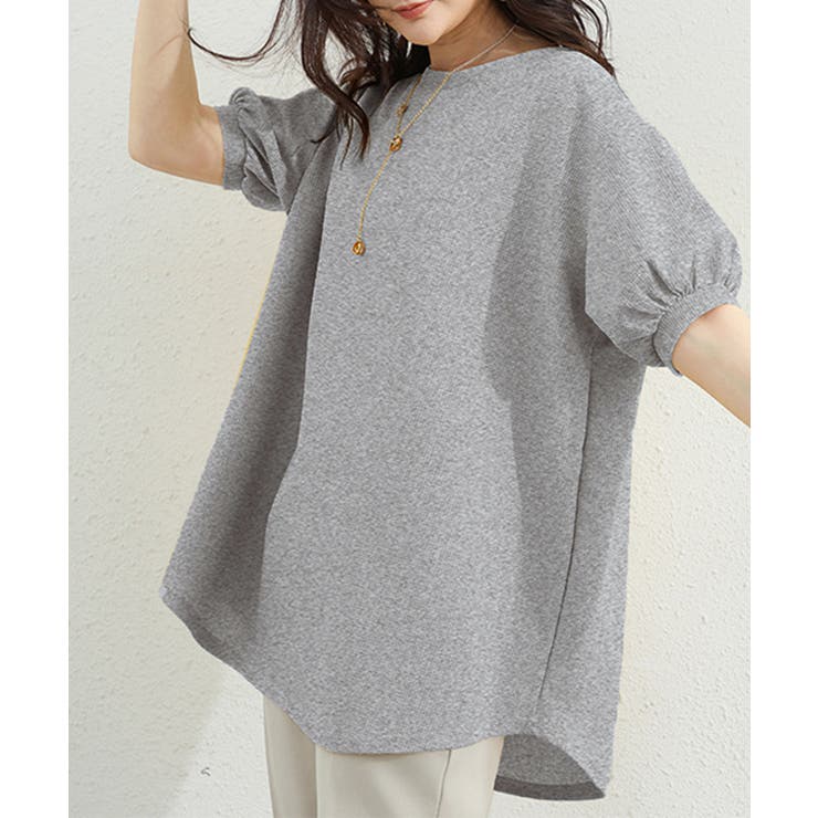 大人可愛いワッフルプルオーバー パフスリーブ体型カバートップス カジュアル | SUNSHINE CLOSET | 詳細画像16 