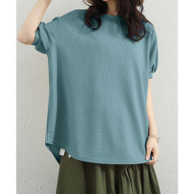 大人可愛いワッフルプルオーバー パフスリーブ体型カバートップス カジュアル | SUNSHINE CLOSET | 詳細画像17 