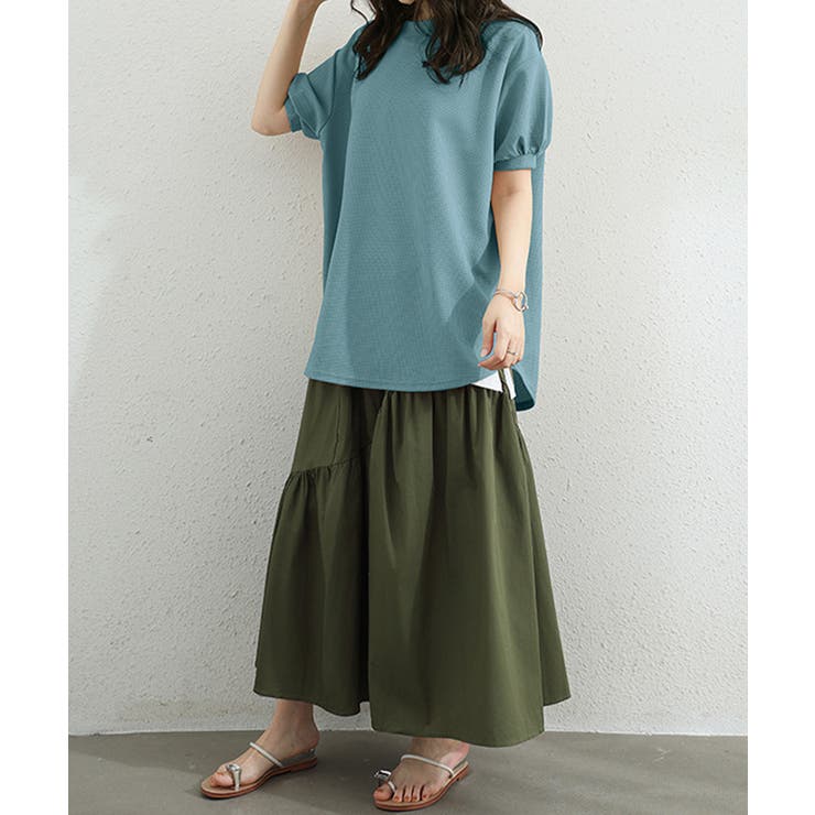 大人可愛いワッフルプルオーバー パフスリーブ体型カバートップス カジュアル | SUNSHINE CLOSET | 詳細画像19 