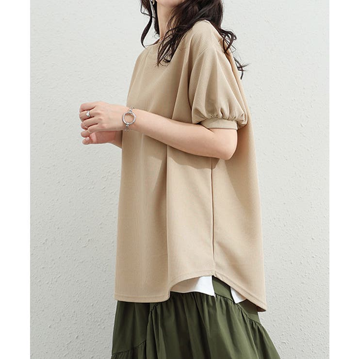 大人可愛いワッフルプルオーバー パフスリーブ体型カバートップス カジュアル | SUNSHINE CLOSET | 詳細画像2 