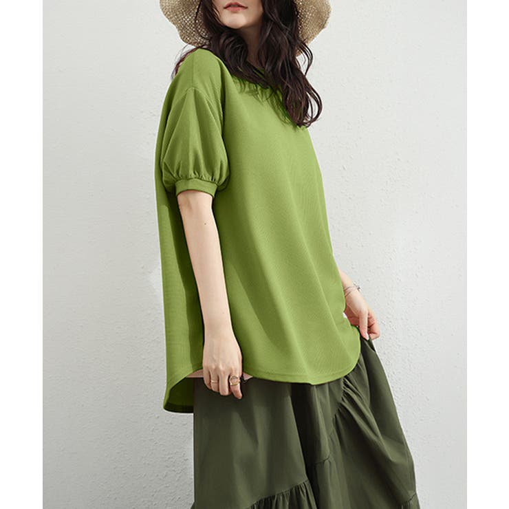 大人可愛いワッフルプルオーバー パフスリーブ体型カバートップス カジュアル | SUNSHINE CLOSET | 詳細画像20 