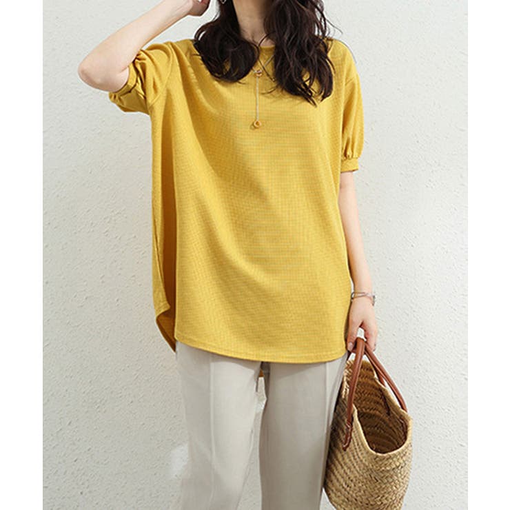 大人可愛いワッフルプルオーバー パフスリーブ体型カバートップス カジュアル | SUNSHINE CLOSET | 詳細画像24 