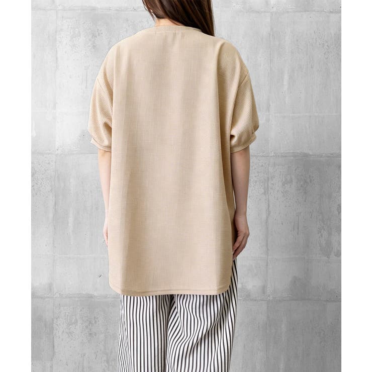 大人可愛いワッフルプルオーバー パフスリーブ体型カバートップス カジュアル | SUNSHINE CLOSET | 詳細画像31 