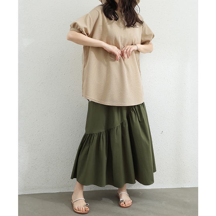 大人可愛いワッフルプルオーバー パフスリーブ体型カバートップス カジュアル | SUNSHINE CLOSET | 詳細画像4 
