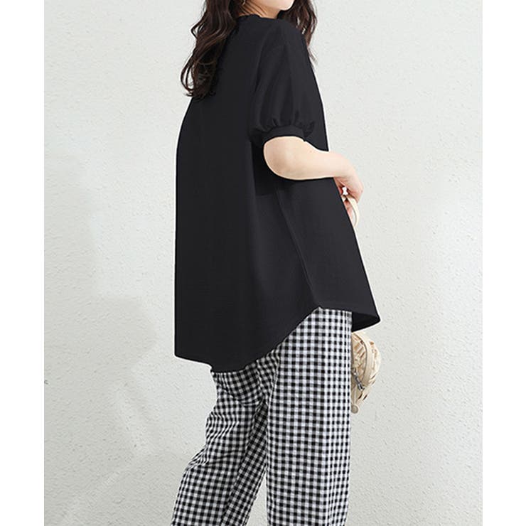 大人可愛いワッフルプルオーバー パフスリーブ体型カバートップス カジュアル | SUNSHINE CLOSET | 詳細画像8 