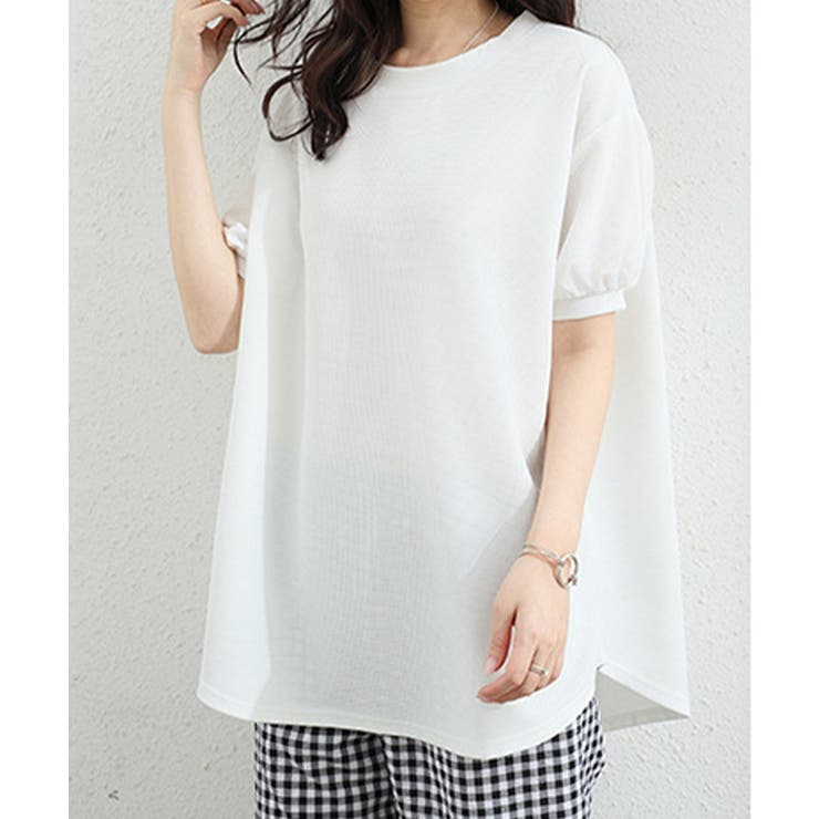 大人可愛いワッフルプルオーバー パフスリーブ体型カバートップス カジュアル | SUNSHINE CLOSET | 詳細画像9 