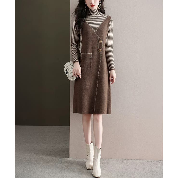 レイヤード風ニットワンピース レディース | SUNSHINE CLOSET | 詳細画像2 