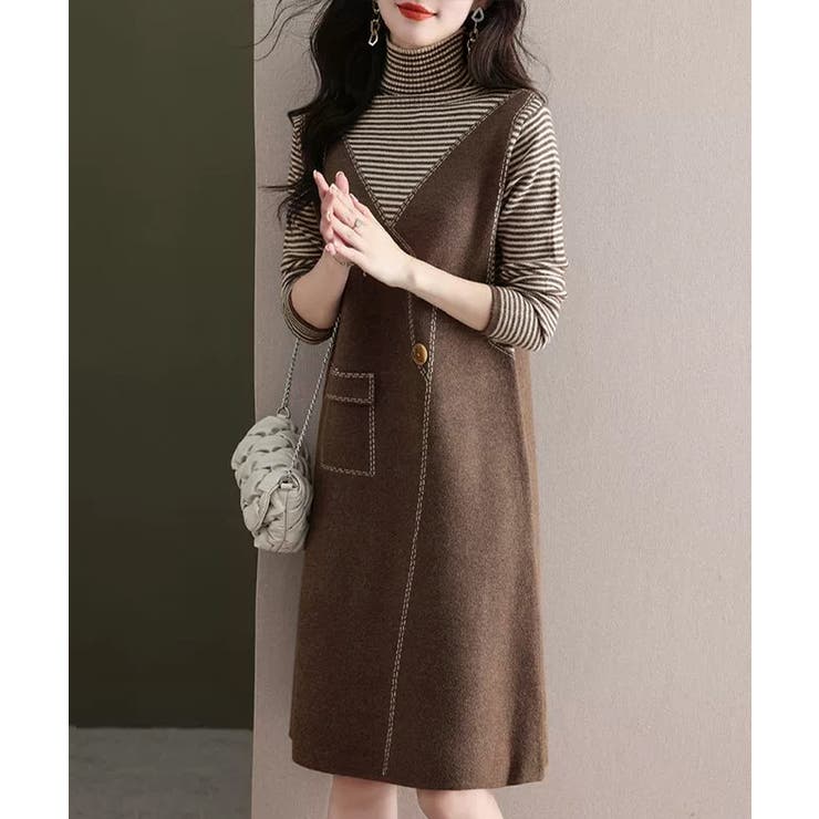 レイヤード風ニットワンピース レディース | SUNSHINE CLOSET | 詳細画像3 