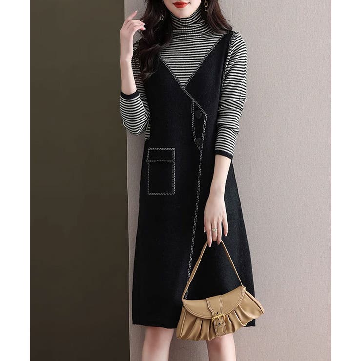 レイヤード風ニットワンピース レディース | SUNSHINE CLOSET | 詳細画像6 