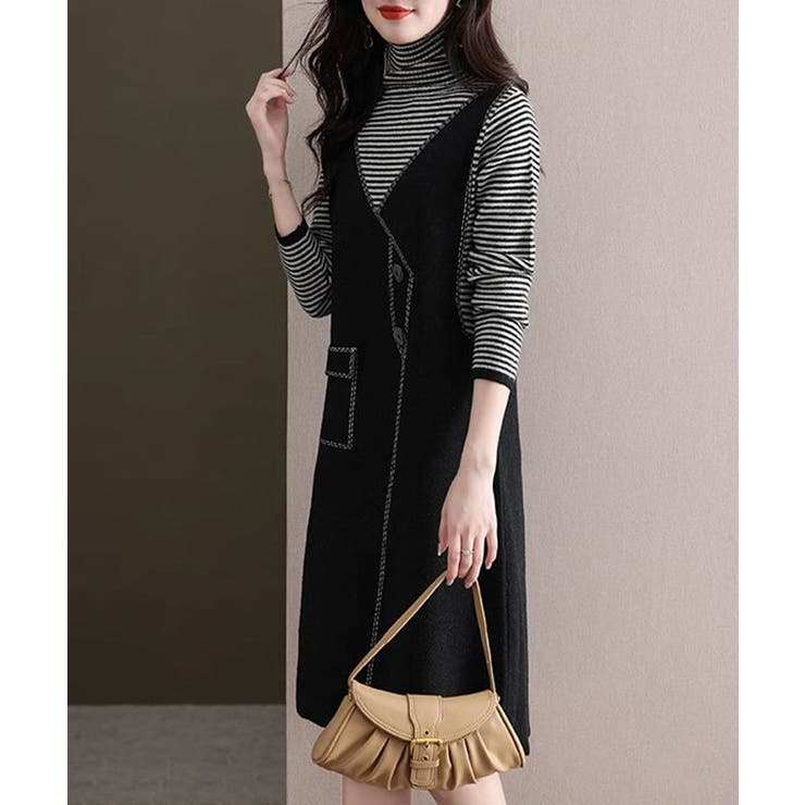 レイヤード風ニットワンピース レディース | SUNSHINE CLOSET | 詳細画像7 