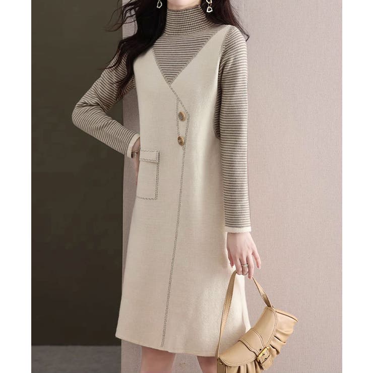 レイヤード風ニットワンピース レディース | SUNSHINE CLOSET | 詳細画像8 