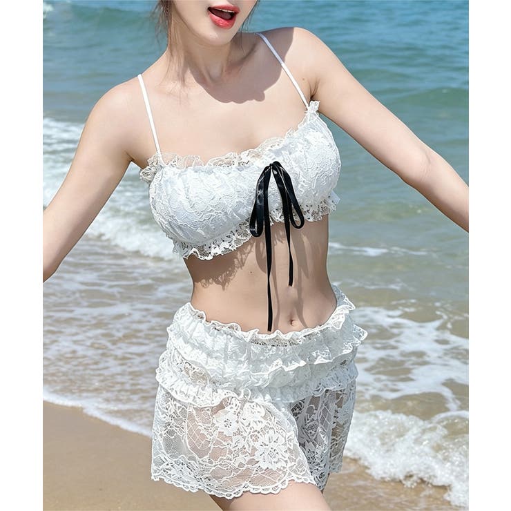 フロントリボンビキニ セクシーショーツ シアーレーススカート付き | SUNSHINE CLOSET | 詳細画像13 