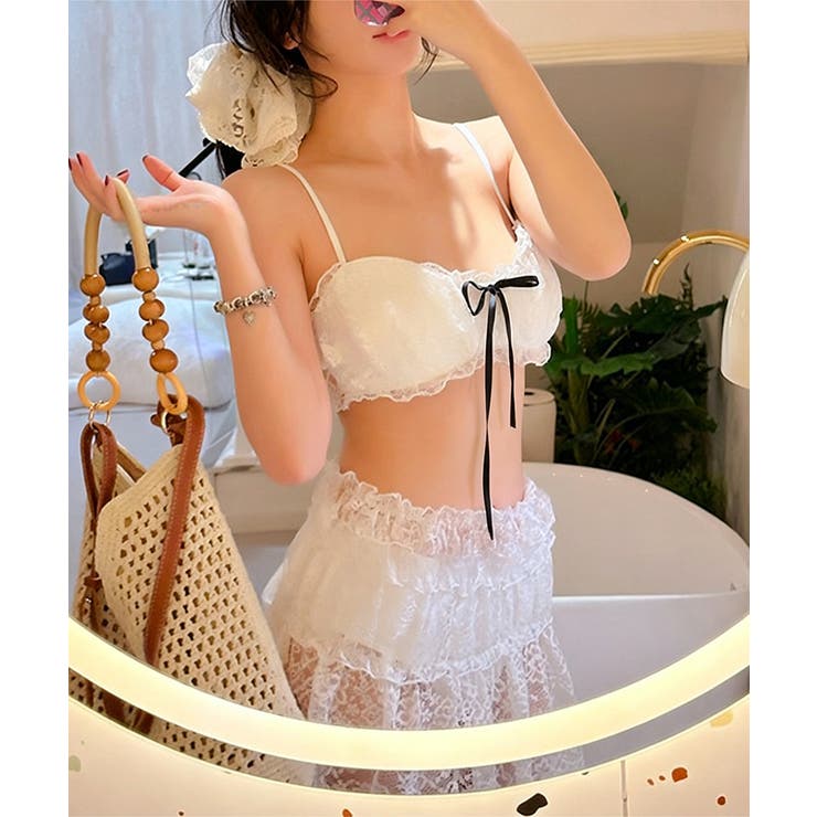 フロントリボンビキニ セクシーショーツ シアーレーススカート付き | SUNSHINE CLOSET | 詳細画像8 