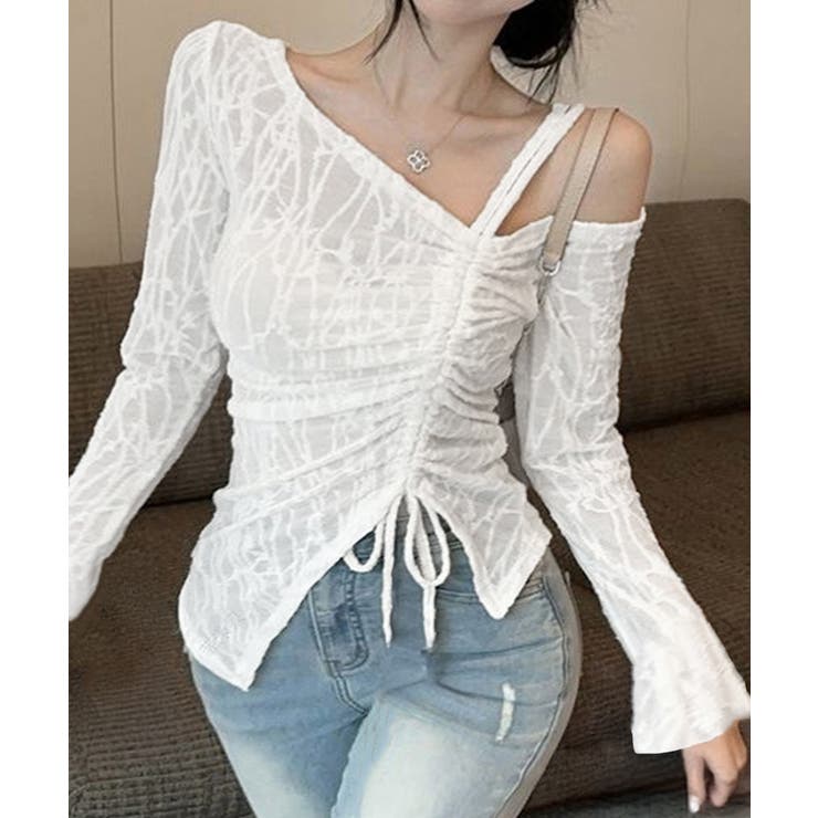 ワンオフショルダーレースTシャツギャザー | SUNSHINE CLOSET | 詳細画像1 