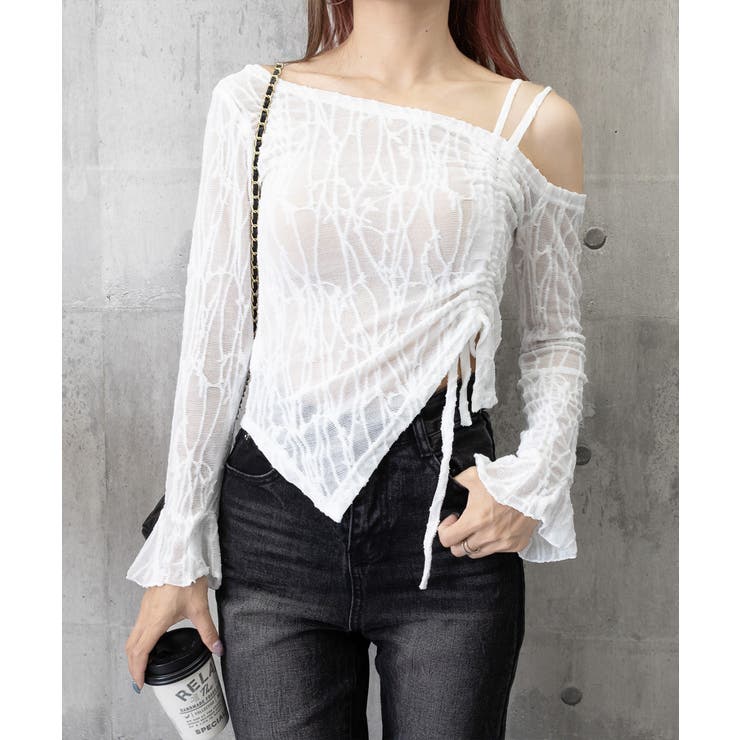 ワンオフショルダーレースTシャツギャザー | SUNSHINE CLOSET | 詳細画像14 