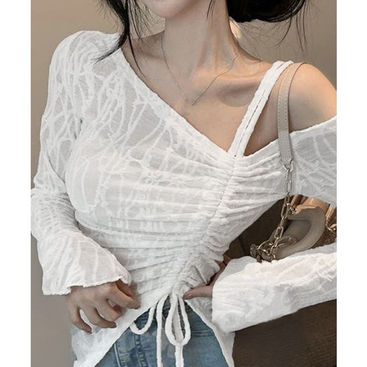 ワンオフショルダーレースTシャツギャザー | SUNSHINE CLOSET | 詳細画像2 