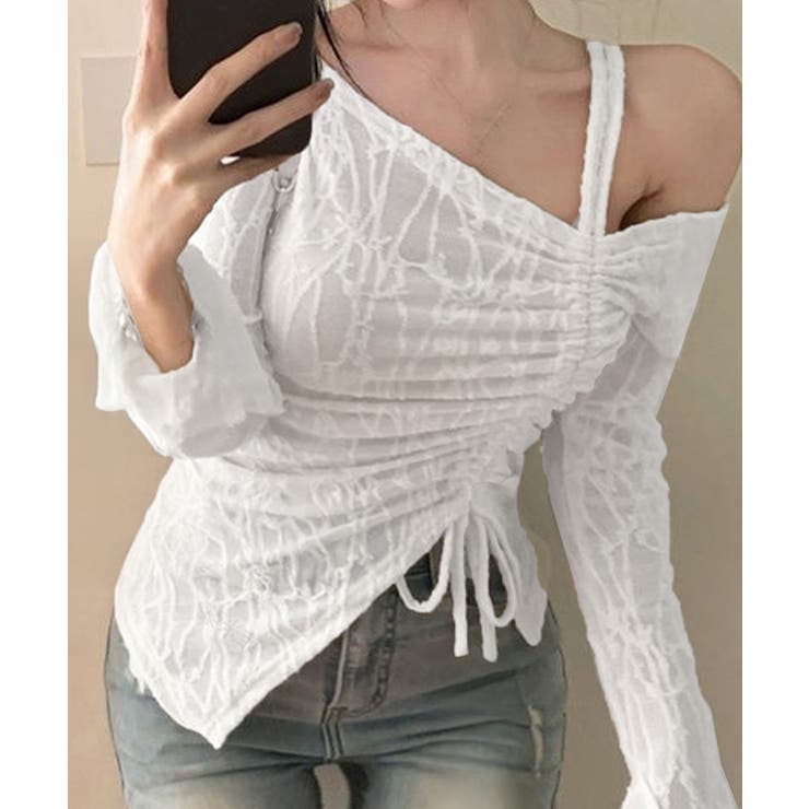 ワンオフショルダーレースTシャツギャザー | SUNSHINE CLOSET | 詳細画像3 