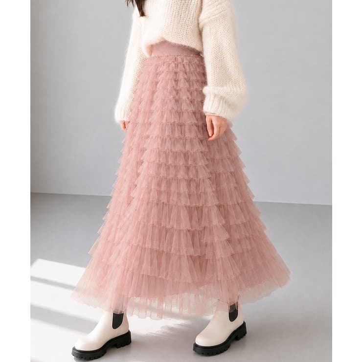 華やか多層チュールフリルスカート上品ロングスカート 立体フレアスカート大人可愛い… | SUNSHINE CLOSET | 詳細画像13 