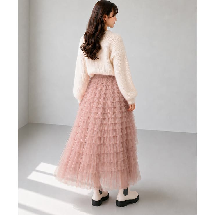 華やか多層チュールフリルスカート上品ロングスカート 立体フレアスカート大人可愛い… | SUNSHINE CLOSET | 詳細画像14 
