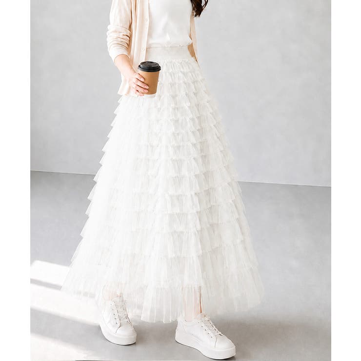 華やか多層チュールフリルスカート上品ロングスカート 立体フレアスカート大人可愛い… | SUNSHINE CLOSET | 詳細画像7 
