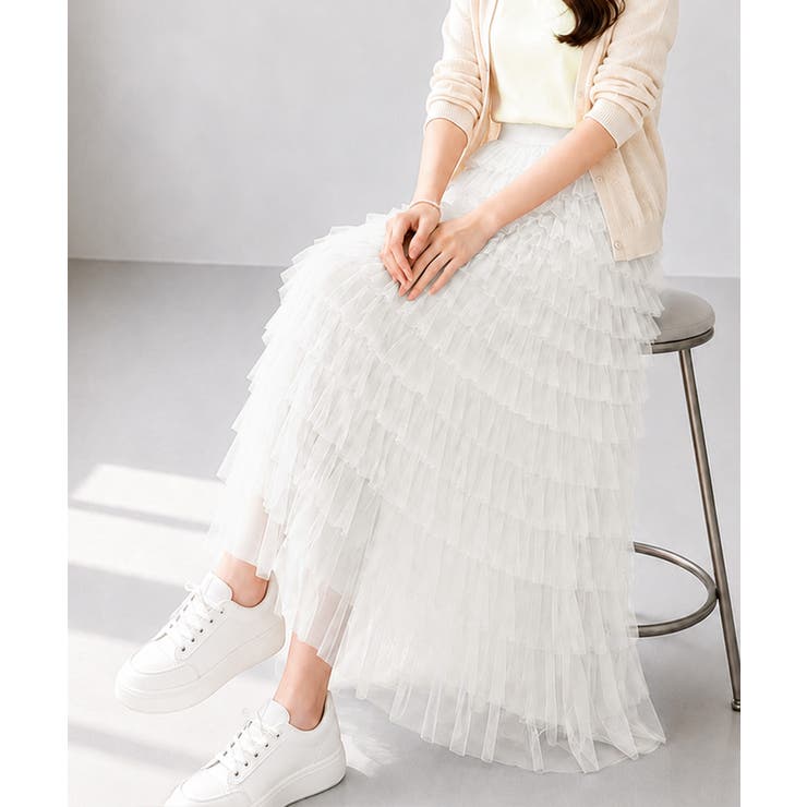 華やか多層チュールフリルスカート上品ロングスカート 立体フレアスカート大人可愛い… | SUNSHINE CLOSET | 詳細画像8 