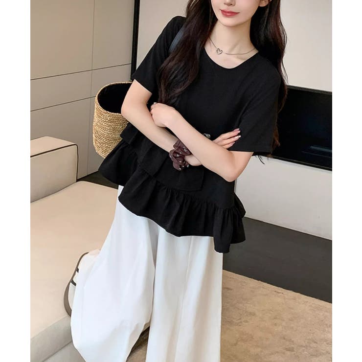 美品 SUM1 STYLE クルーネック アシンメトリー フリルTシャツ 楽天市場】【8/10！クーポンで2,340円】 フリル アシンメトリー
