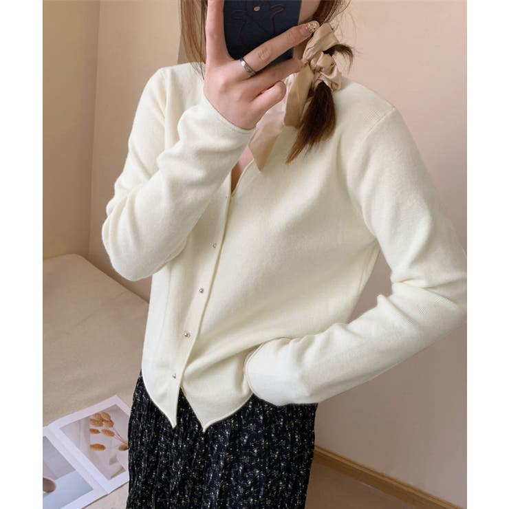 Vネック ニットカーディガン韓国風ニット | SUNSHINE CLOSET | 詳細画像13