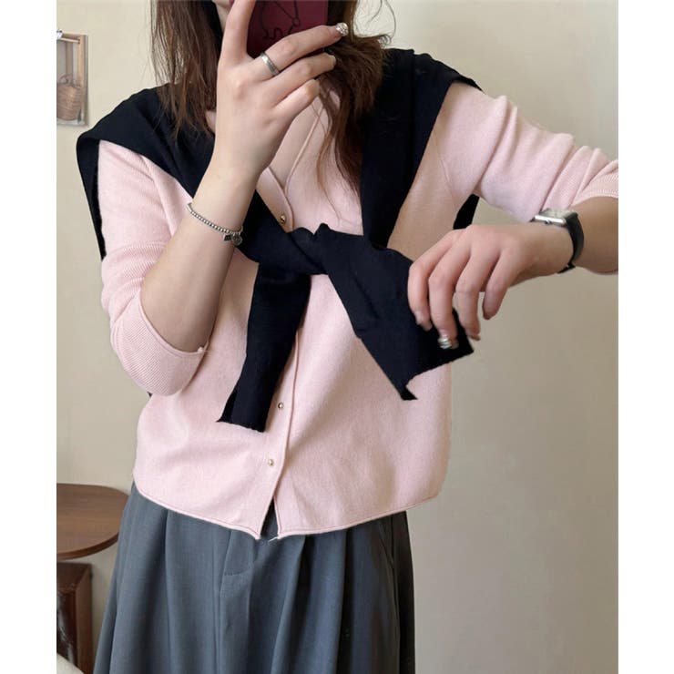 Vネック ニットカーディガン韓国風ニット | SUNSHINE CLOSET | 詳細画像2