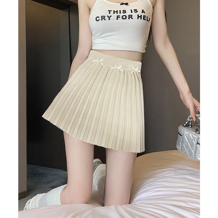 リボン付きプリーツミニスカートレディース | SUNSHINE CLOSET | 詳細画像1 