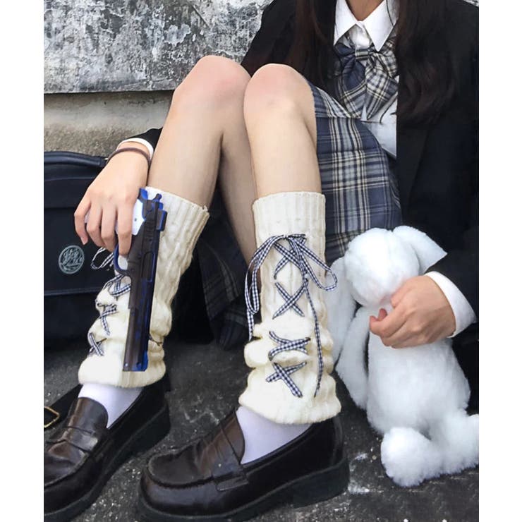 レースアップニットレッグウォーマー暖かい | SUNSHINE CLOSET | 詳細画像1 